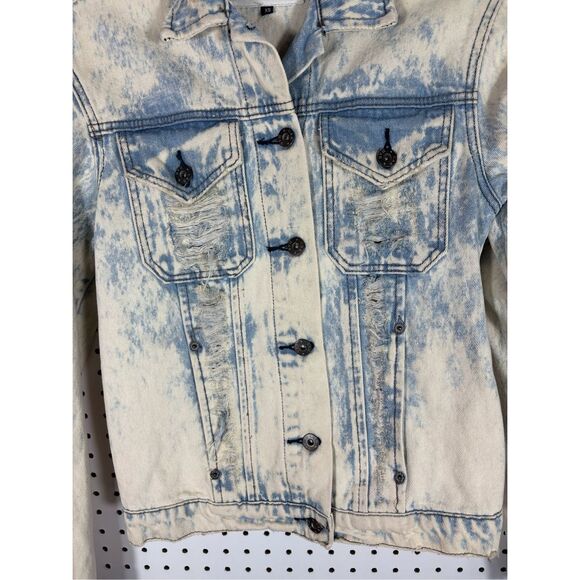 Carmar acid washed distressed denim jacket size Xs - Picture 3 of 8